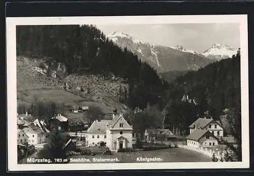 AK Mürzsteg /Steiermark, Königsalm, Ortspartie aus der Vogelschau