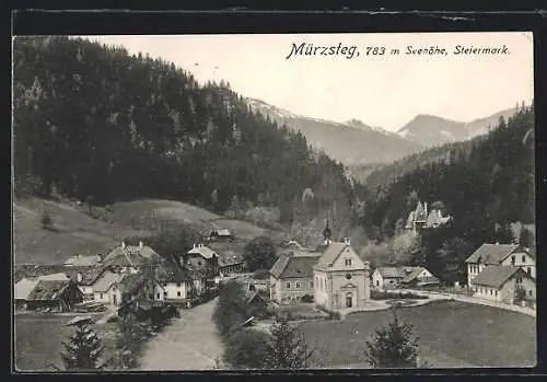 AK Mürzsteg, Ortspartie am Fluss