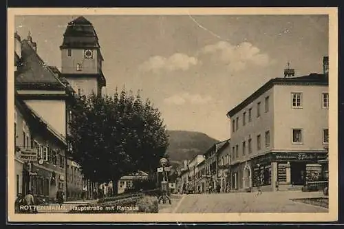 AK Rottenmann, Hauptstrasse mit Rathaus
