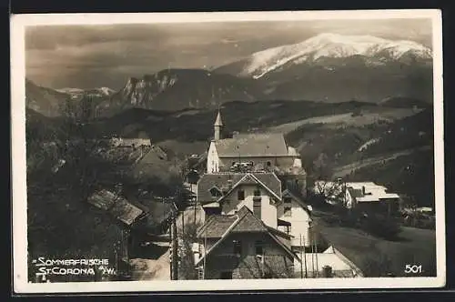 AK St. Corona a. W., Ortsansicht gegen den Schneeberg