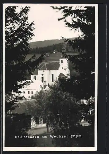 AK St. Lorenzen am Wechsel, Blick zur Kirche