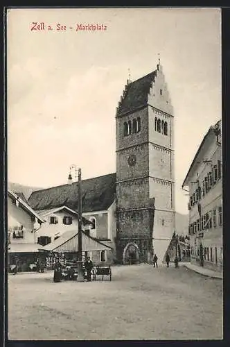 AK Zell am See, Partie am Marktplatz