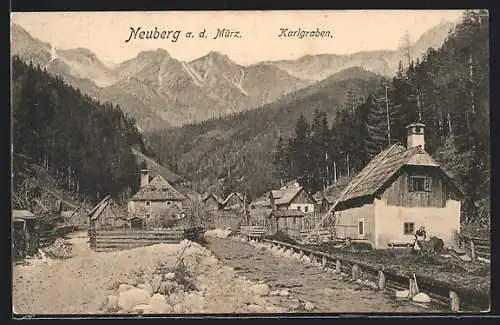 AK Neuberg a. d. Mürz, Karlgraben mit Bergen