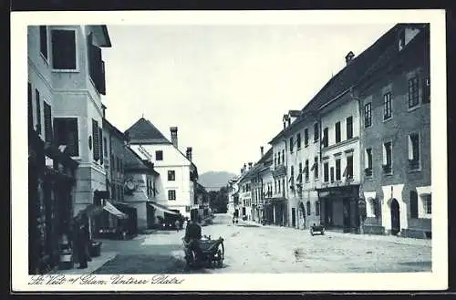 AK St. Veit a. Glan, Unterer Platz mit Geschäft