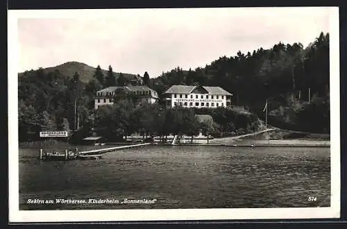 AK Sekirn am Wörthersee, Kinderheim Sonnenland mit Steg