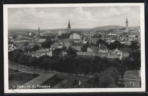 AK St. Pölten, Ortsansicht mit Allee aus der Vogelschau