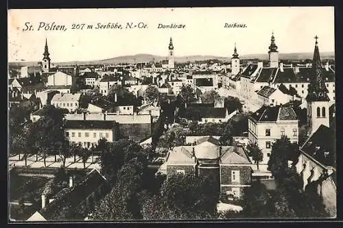 AK St. Pölten, Teilansicht mit Domkirche und Rathaus