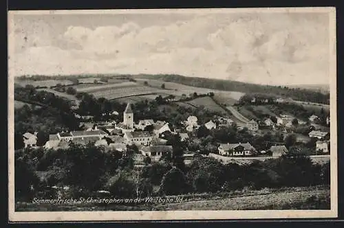 AK St. Christophen an der Westbahn Nd., Ortsansicht im Sonnenschein