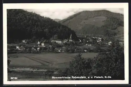 AK Rabenstein a. d. Pielach, Ortsansicht mit Feldern und Bergen
