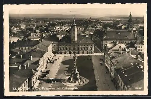 AK St. Pölten /N.Ö., Panorama mit Rathausplatz