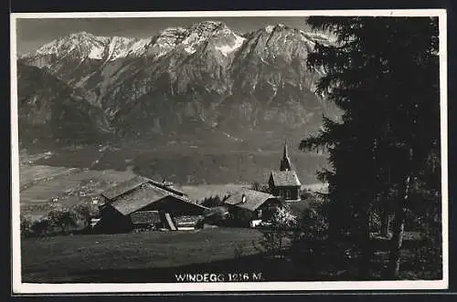 AK Windegg, Ortsansicht mit Bergpanorama