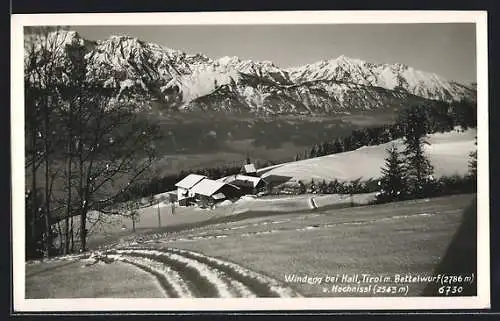 AK Windegg bei Hall, Ortsansicht mit Bettelwurf und Hochnissl