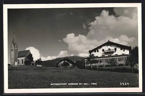 AK Windegg bei Hall, Alpengasthof und Kirche