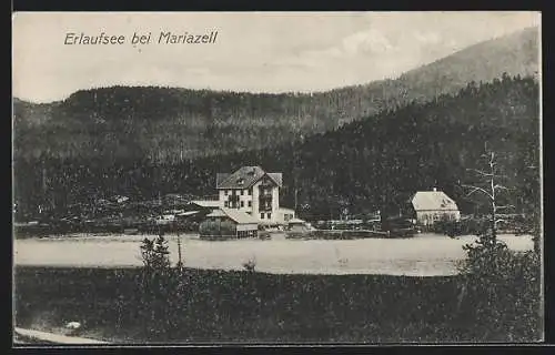AK Erlaufsee bei Mariazell, See mit Berghintergrund