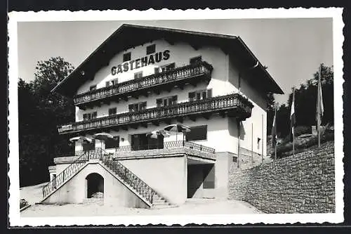 AK Salzburg, Gästehaus Prähauser mit Fahnen, Grazer Bundesstrasse