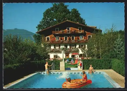 AK Bruck an der Grossglocknerstrasse, Pension Woferlgut mit Schwimmbecken und Kindern