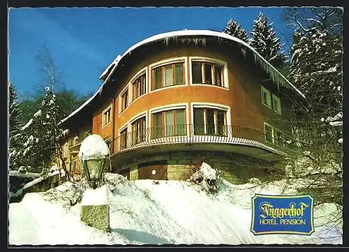 AK Salzburg, Hotel Pension Fuggerhof im Schnee