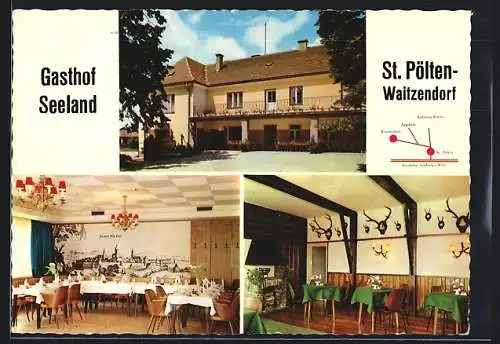 AK St. Pölten-Waitzendorf, Drei Ansichten vom Gasthof Seeland