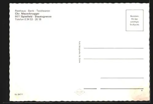 AK Spielfeld, Rasthaus Chr. Mayerbrugger und Strassenpartie