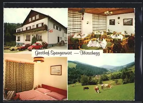 AK Hirschegg /Steiermark, Gasthof Spengerwirt, Innenansichten und Weide