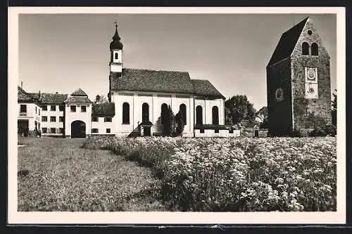 AK Wessobrunn, Kirche mit Römerturm