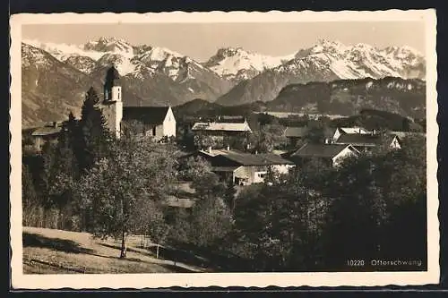 AK Ofterschwang, Ortsansicht mit Allgäuer Alpen