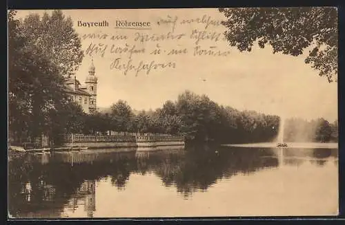 AK Bayreuth, Röhrensee-Partie mit Ufergebäude