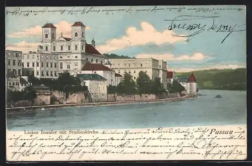 AK Passau, Linkes Innufer mit Studienkirche
