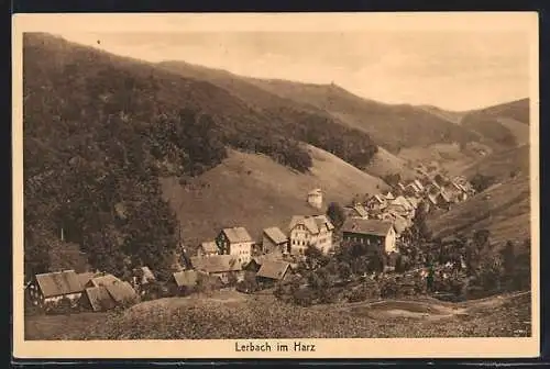 AK Lerbach im Harz, Gesamtansicht aus der Vogelschau