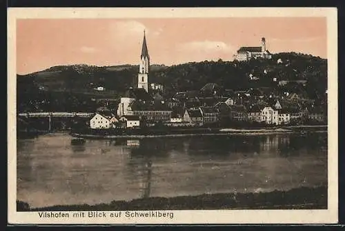 AK Vilshofen, Ortsansicht mit Schweiklberg