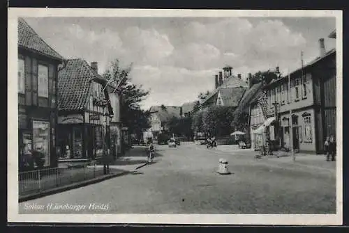 AK Soltau /Lüneburger Heide, Strassenpartie mit Geschäften