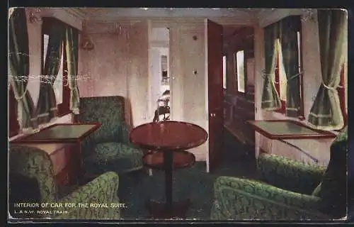 AK London & North Western Railway, Interior of Car for the Royal Suit, Staatswaggon, Britsiche Eisenbahn