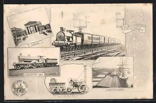 AK London, Euston Station, American Vestibule Express, Lokomotive der London & North Western Railway Company 1904