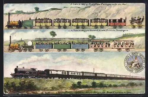 AK Englische Eisenbahnen von 1837 und Anglo-Amerikanischer Expresszug von 1904