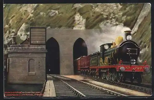 Künstler-AK englische Eisenbahn der South Eastern& Chatam Railway-Gesellschaft