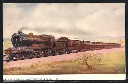 Künstler-AK Edinburgh, Englische Eisenbahn der N. B. R., Englische Eisenbahn