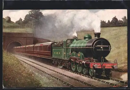 AK Englische Eisenbahn-Lokomotive No. 280 der G. N. Ry am Hadley Wood Tunnel