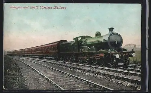 AK Glasgow and South-Western Railway, englische Eisenbahn mit Lokomotive Nr. 385