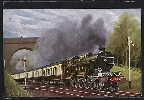 Künstler-AK Merstham /Surrey, Englische Eisenbahn-Lokomotive No. 332 The Southern Belle der L. B. S. C.