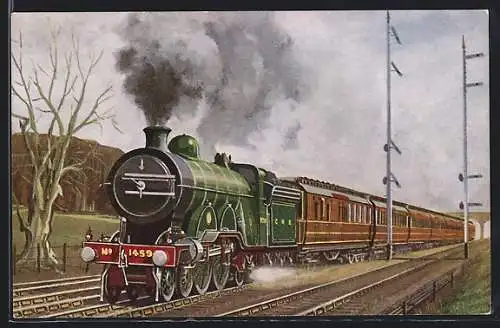 AK G.N.R. Down Leeds express near Hadley Wood, Locomotive No. 1459