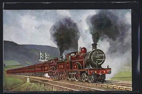 Künstler-AK Chinley, Cheshire, Englische Eisenbahn-Lokomotiven No. 774 & 1007 der M. R.