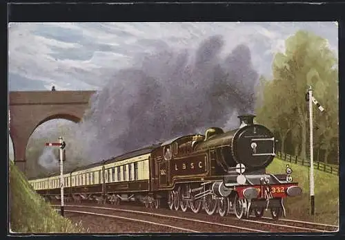 Künstler-AK Merstham /Surrey, Englische Eisenbahn-Lokomotive The Southern Belle No. 332 der L. B. S. C.