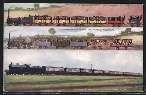 AK Rugby, The London & North Western Railway, Scotch Express Ex Euston, A Train in 1837 for 2d class outside passengers