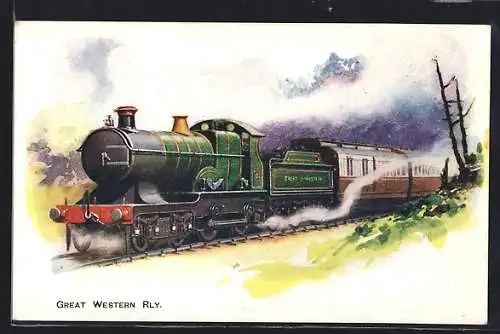 AK Englische Eisenbahn bei voller Fahrt, Great Western Railway