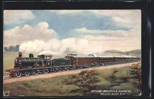 Künstler-AK Ostend-Brussels Express, Belgian State Rlys.