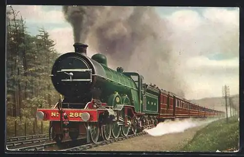 Künstler-AK Englische Eisenbahn No. 288 in voller Fahrt