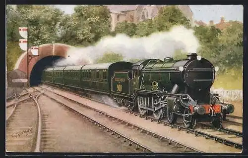 Künstler-AK Waterloo-Bournemouth Express, Southern Railway, Engine Eton No. 900