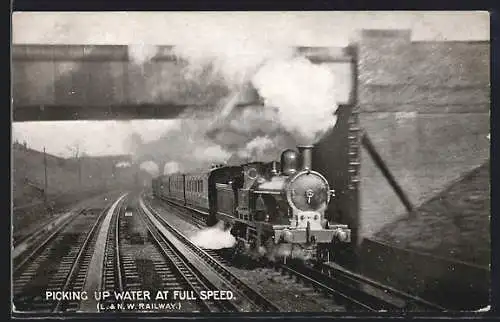 AK L & NW Railway, Picking up water at full speed