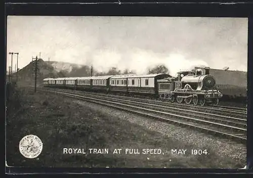 AK London & North Western Railway, Royal Train at full Speed 1904, Britische Eisenbahn, Königlicher Zug