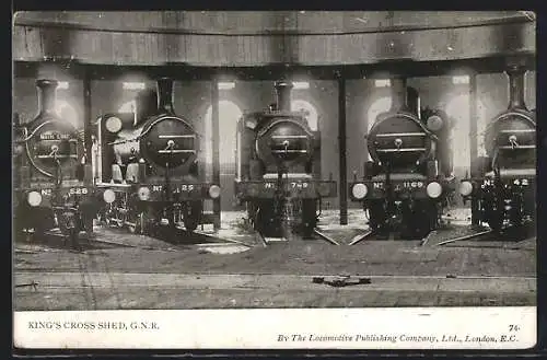 AK GNR Locomotives Nos. 528, 25, 769, 1169, and 42, King`s Cross Shed